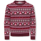 kids ONLY Cabernet Salsa/Sea Pink/Cloud Dancer Kogxmas Present Ls O-Neck Box Knt