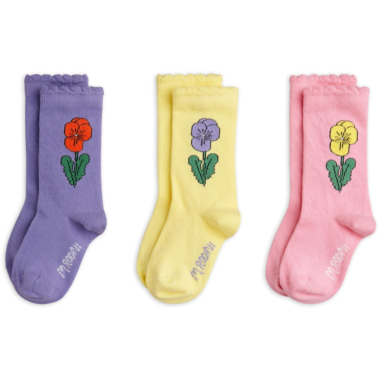Mini Rodini Multi Violas 3-Pakning Strømper