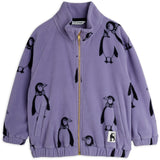 Mini Rodini Purple Penguin AOP Fleece Jakke