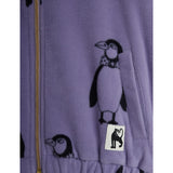 Mini Rodini Purple Penguin AOP Fleece Jakke
