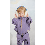 Mini Rodini Purple Penguin AOP Fleece Trousers