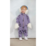 Mini Rodini Purple Penguin AOP Fleece Trousers