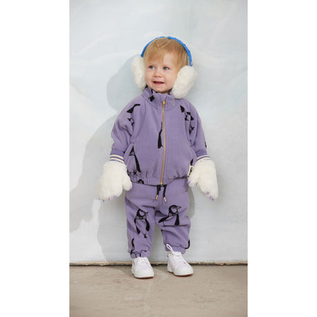Mini Rodini Purple Penguin AOP Fleece Trousers
