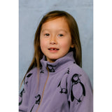 Mini Rodini Purple Penguin AOP Fleece Jakke