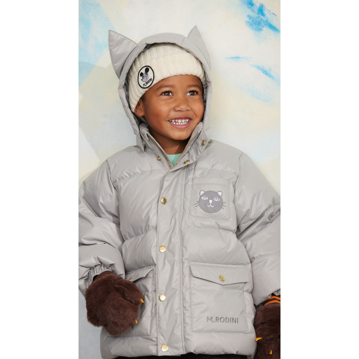 Mini Rodini Grey Kat Ears Heavy Puffer