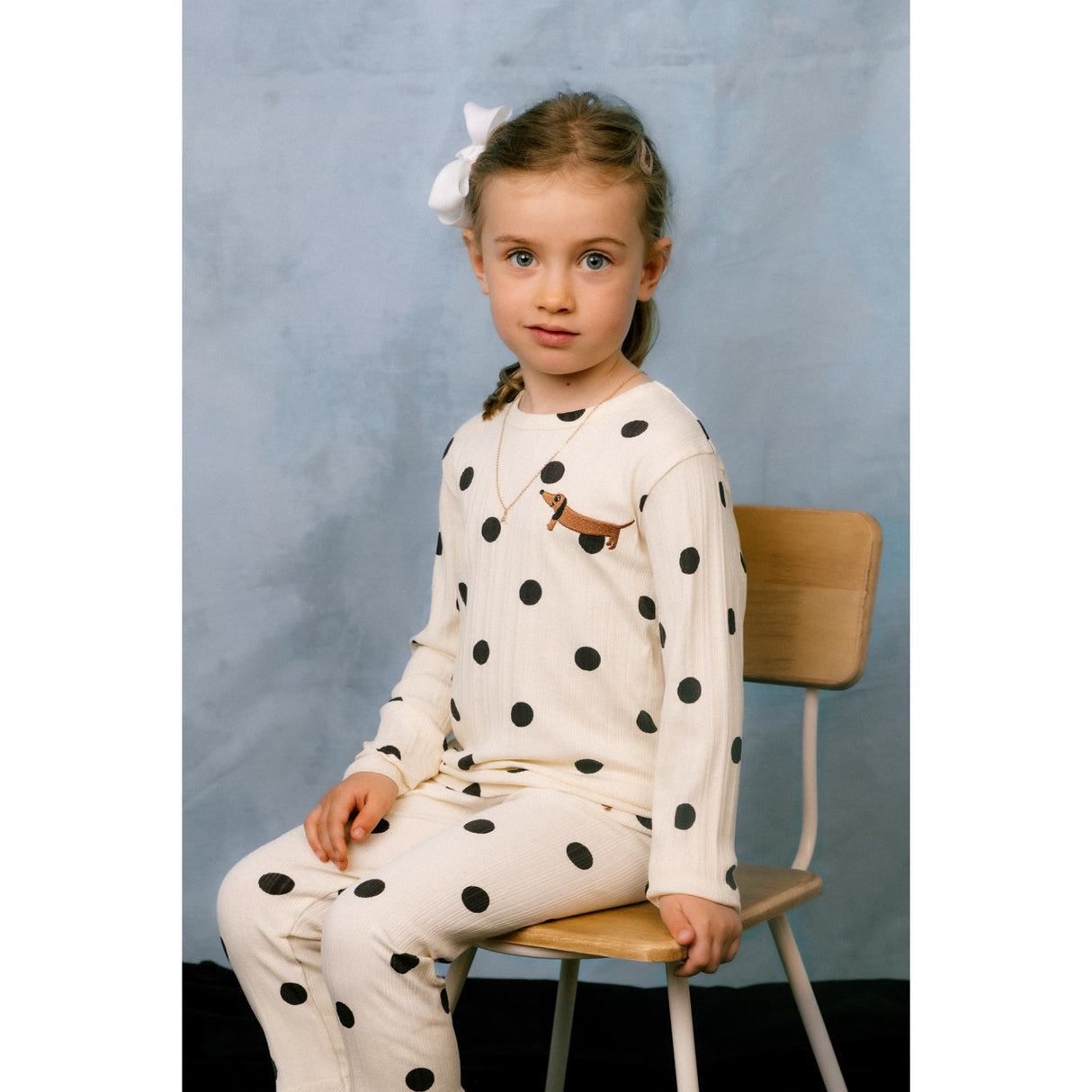 Mini Rodini Off-White Dots AOP Dog Flared Trousers