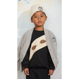 Mini Rodini Grey Melange Ritzratz Patch Strikket Cardigan