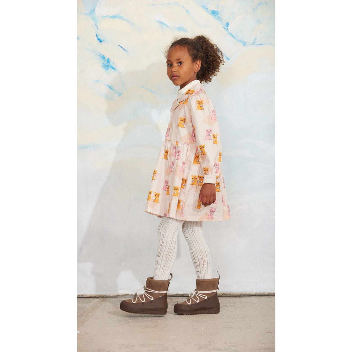Mini Rodini Multi Kittens AOP Woven Ls Kjole