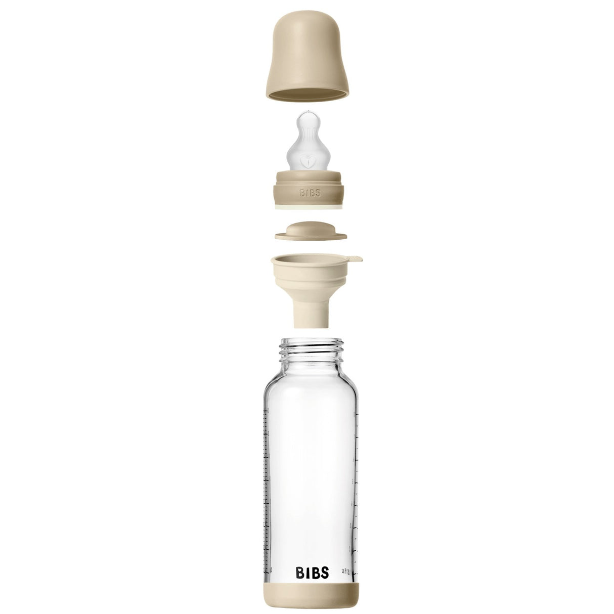 Bibs Vanilla GLOW Glass Baby Flaske Round Silikon 1-Pack 240 Ml Medium Flow