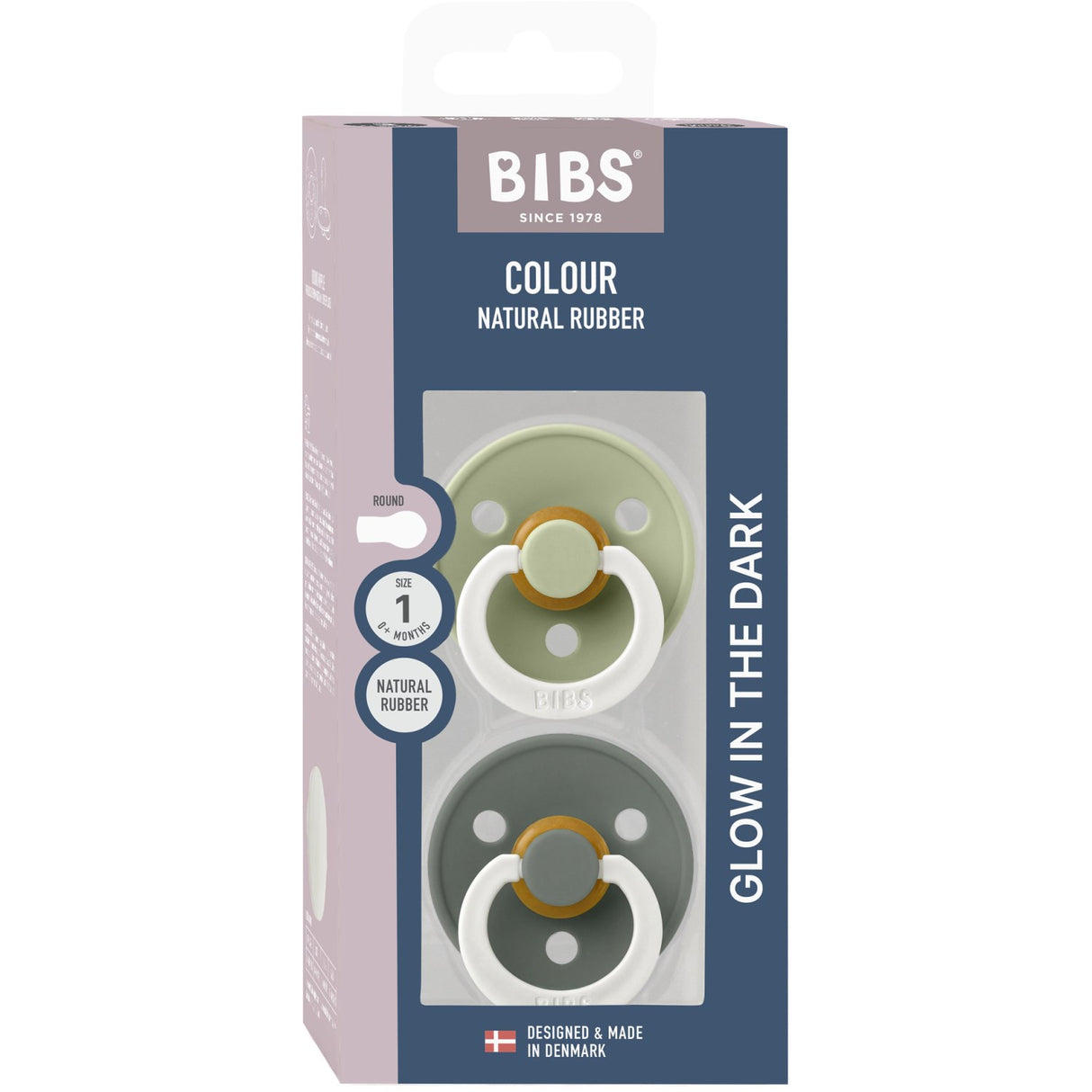 Bibs Sage GLOW / Pine GLOW Smokk Colour 2-Pakning Latex