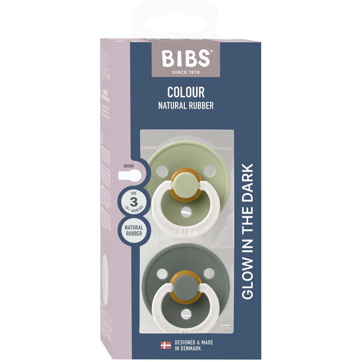 Bibs Sage GLOW / Pine GLOW Smokk Colour 2-Pakning Latex