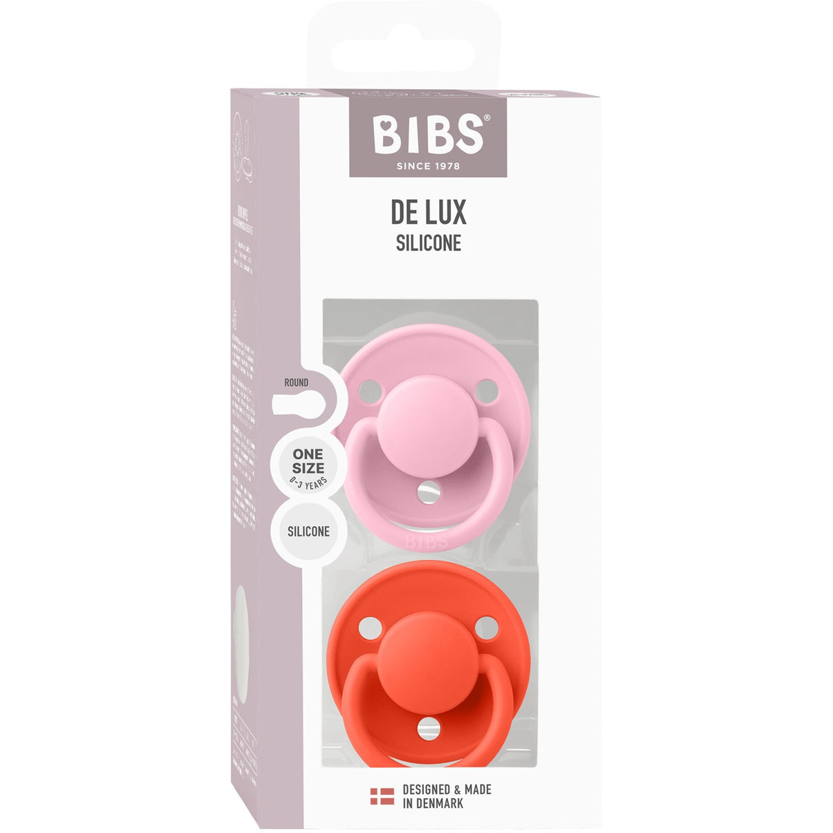 Bibs Baby Pink / Tango Smokk De Lux 2-Pakning Silikon
