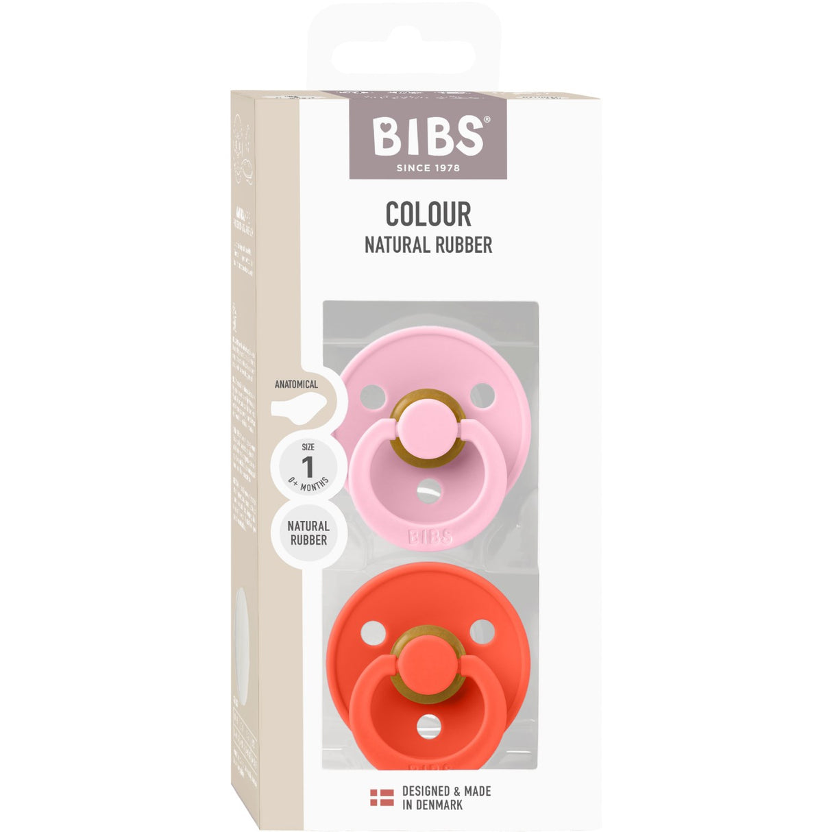 Bibs Baby Pink / Tango Smokk Colour 2-Pakning Anatomical Latex