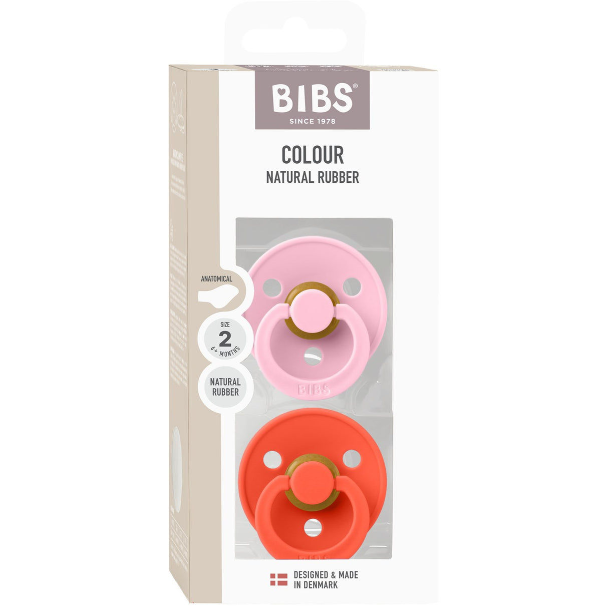 Bibs Baby Pink / Tango Smokk Colour 2-Pakning Anatomical Latex