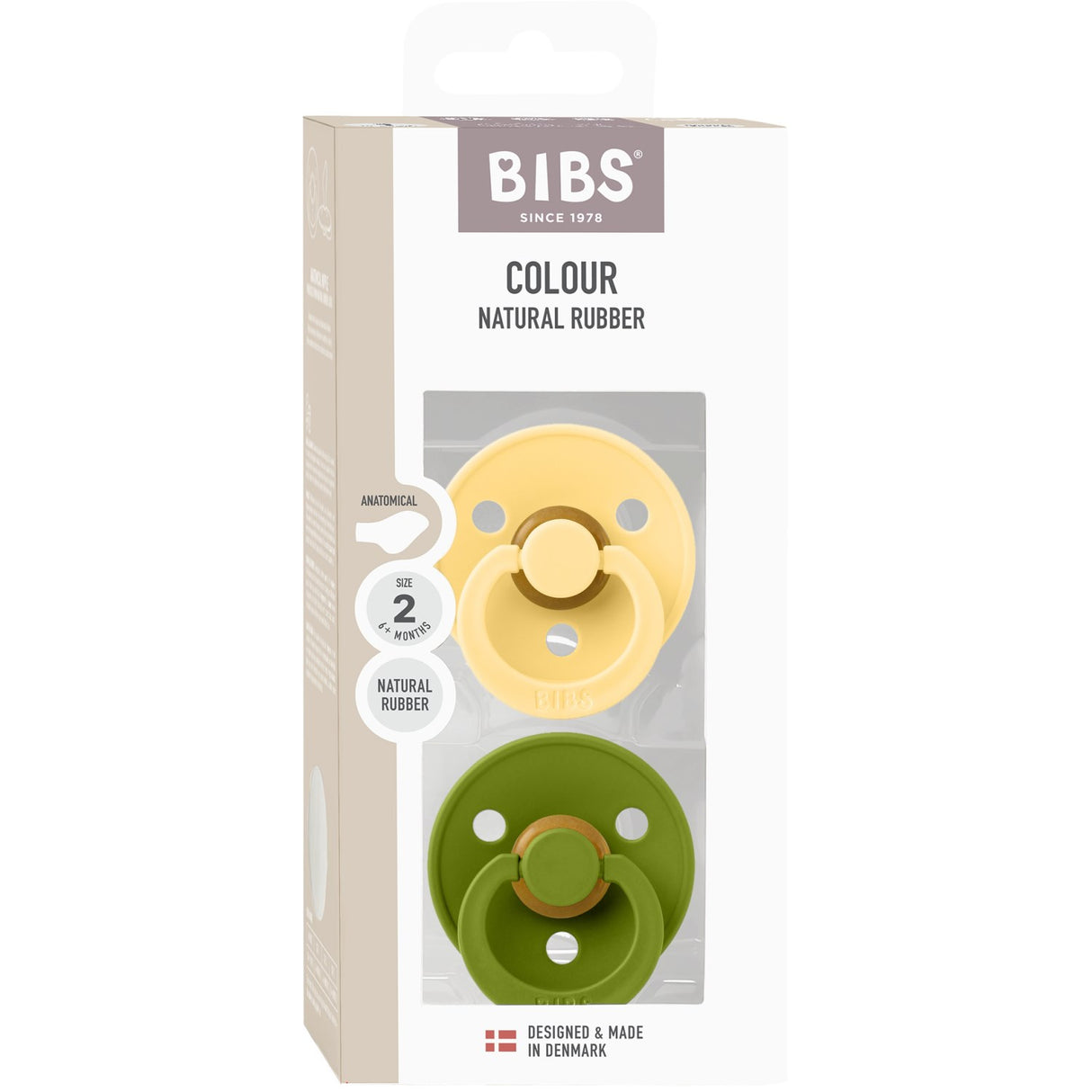 Bibs Pale Butter / Wasabi Smokk Colour 2-Pakning Anatomical Latex