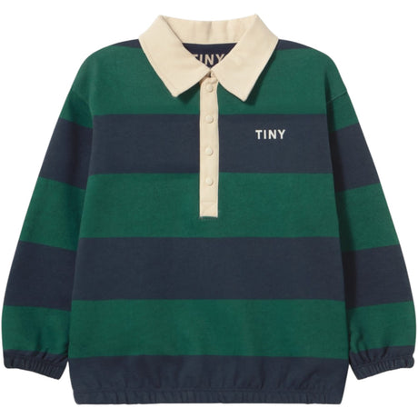 TinyCottons Dark Green Navy Stripes Polo Collegegenser