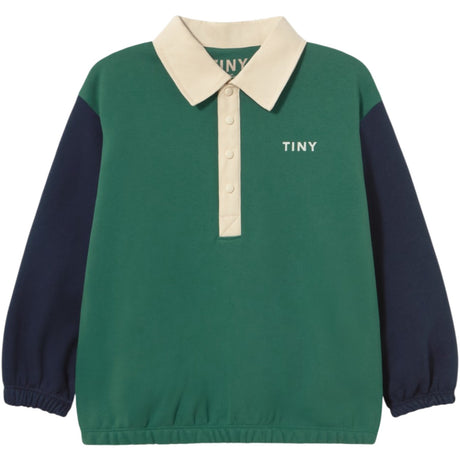 TinyCottons Dark Green Farge Block Polo Sleeve Tee