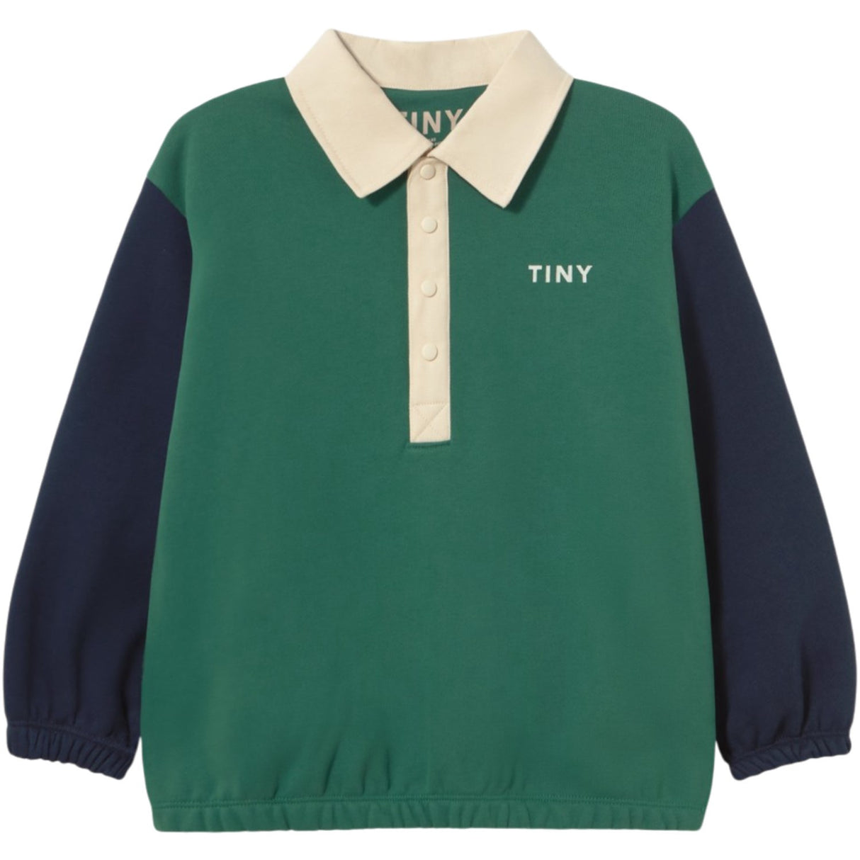TinyCottons Dark Green Farge Block Polo Sleeve Tee