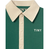 TinyCottons Dark Green Farge Block Polo Sleeve Tee