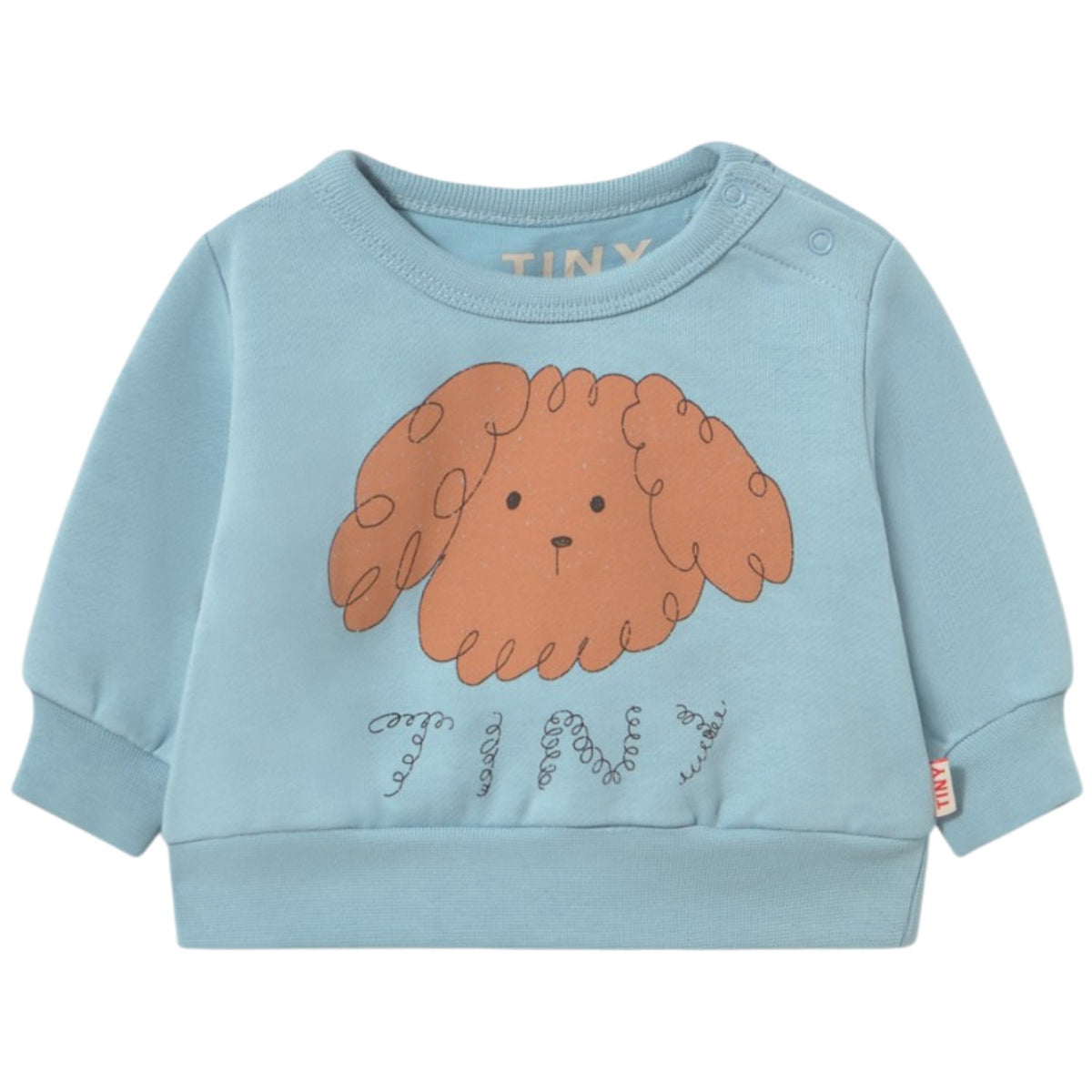 TinyCottons Denim Blue Curly Dog Graphic Baby Collegegenser