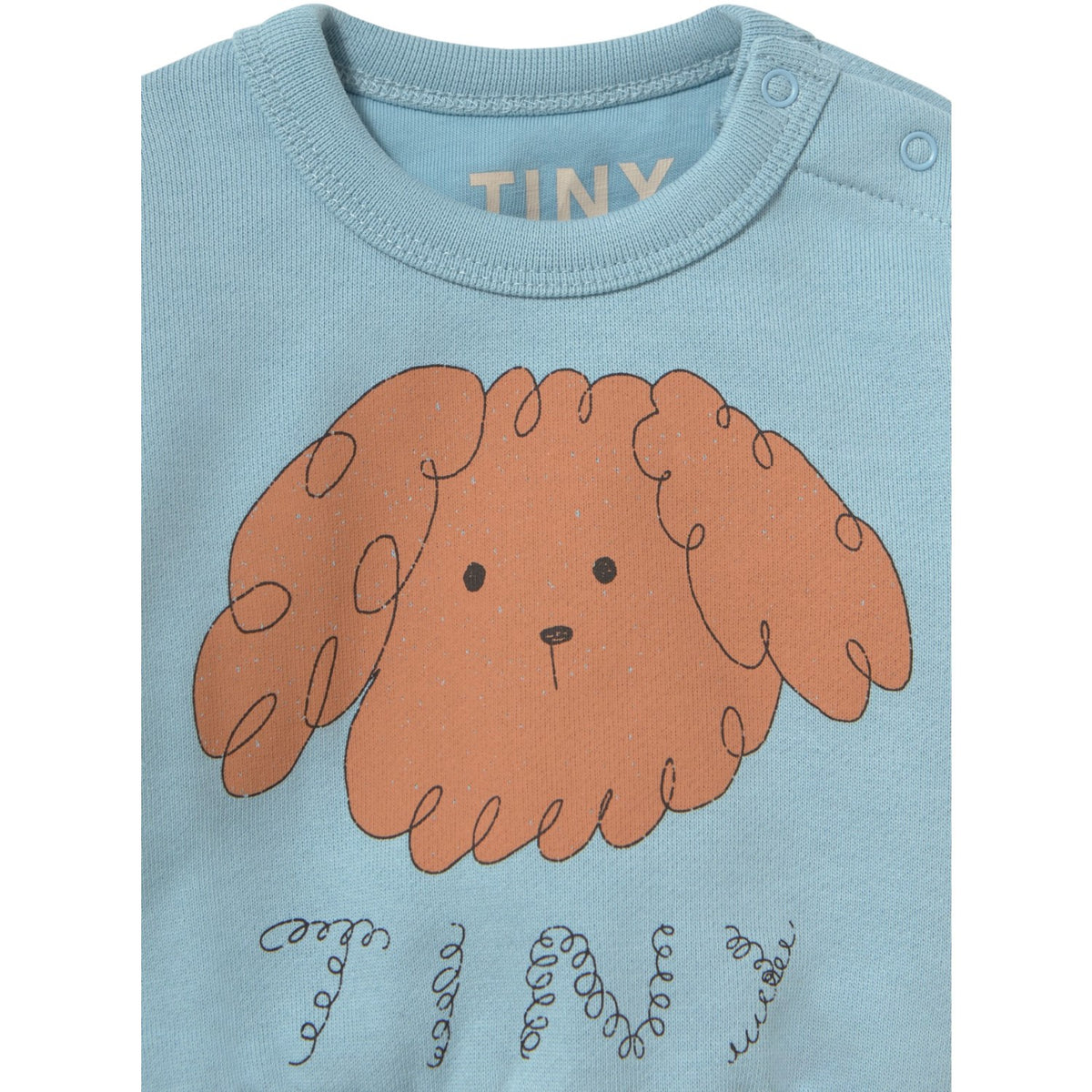 TinyCottons Denim Blue Curly Dog Graphic Baby Collegegenser