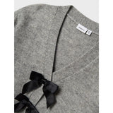 Name It Grey Melange Black Bow Nkfrina Ls Strikk Card Noos