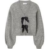 Name It Grey Melange Black Bow Nkfrina Ls Strikk Card Noos
