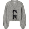 Name It Grey Melange Black Bow Nkfrina Ls Strikk Card Noos