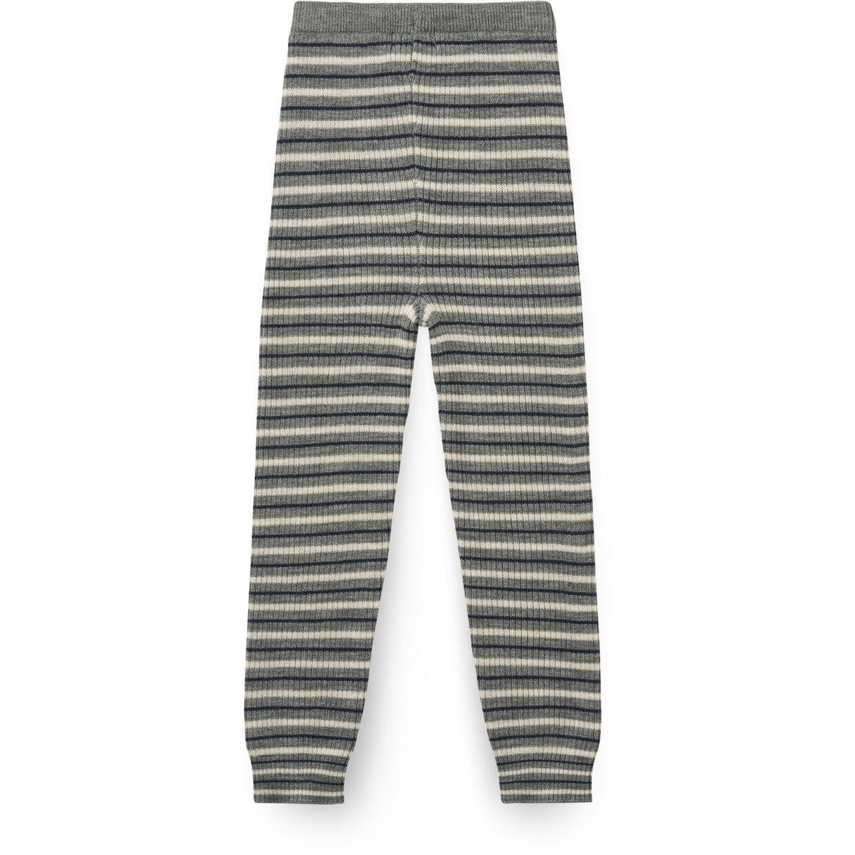 COPENHAGEN COLORS Grey Stripe Merino Classic Rib Leggings Med Drawstrings