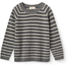 COPENHAGEN COLORS Grey Stripe Merino Classic Rib Bluse