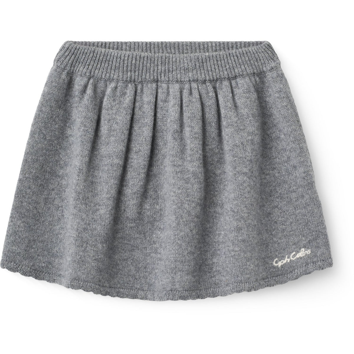 COPENHAGEN COLORS Grey Mel. Cashmere Skjørt M/ Emb.