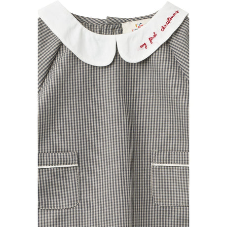 COPENHAGEN COLORS Grey Check Comb. Checkered Emb. Baby Sett M/ Bluse Og Bloomers