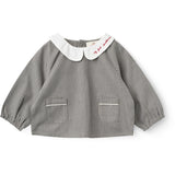 COPENHAGEN COLORS Grey Check Comb. Checkered Emb. Baby Sett M/ Bluse Og Bloomers