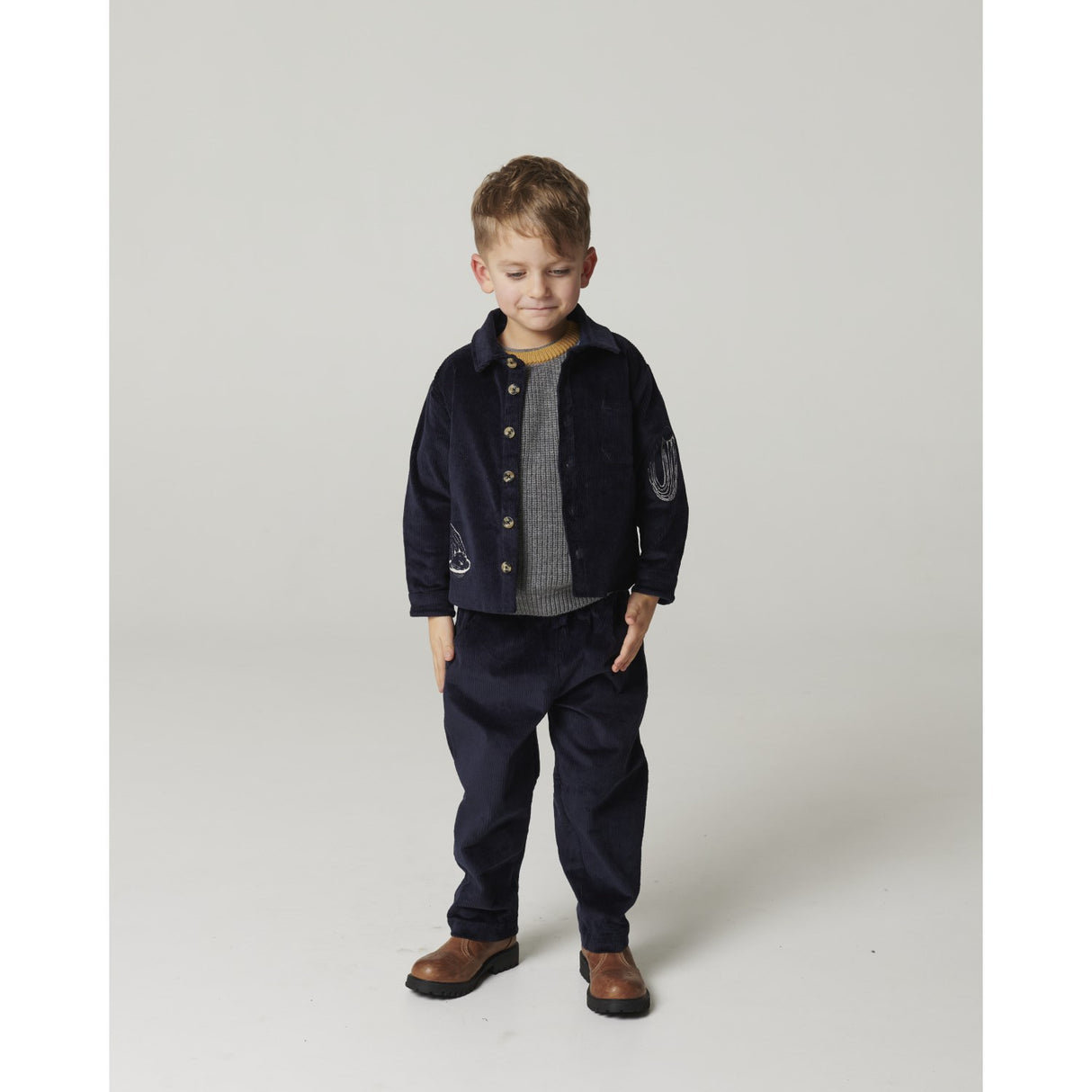 COPENHAGEN COLORS Navy Corduroy Pant M/ Adj. Waist