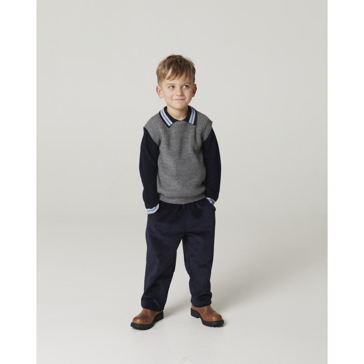 COPENHAGEN COLORS Grey Melange Merino Rib Vest