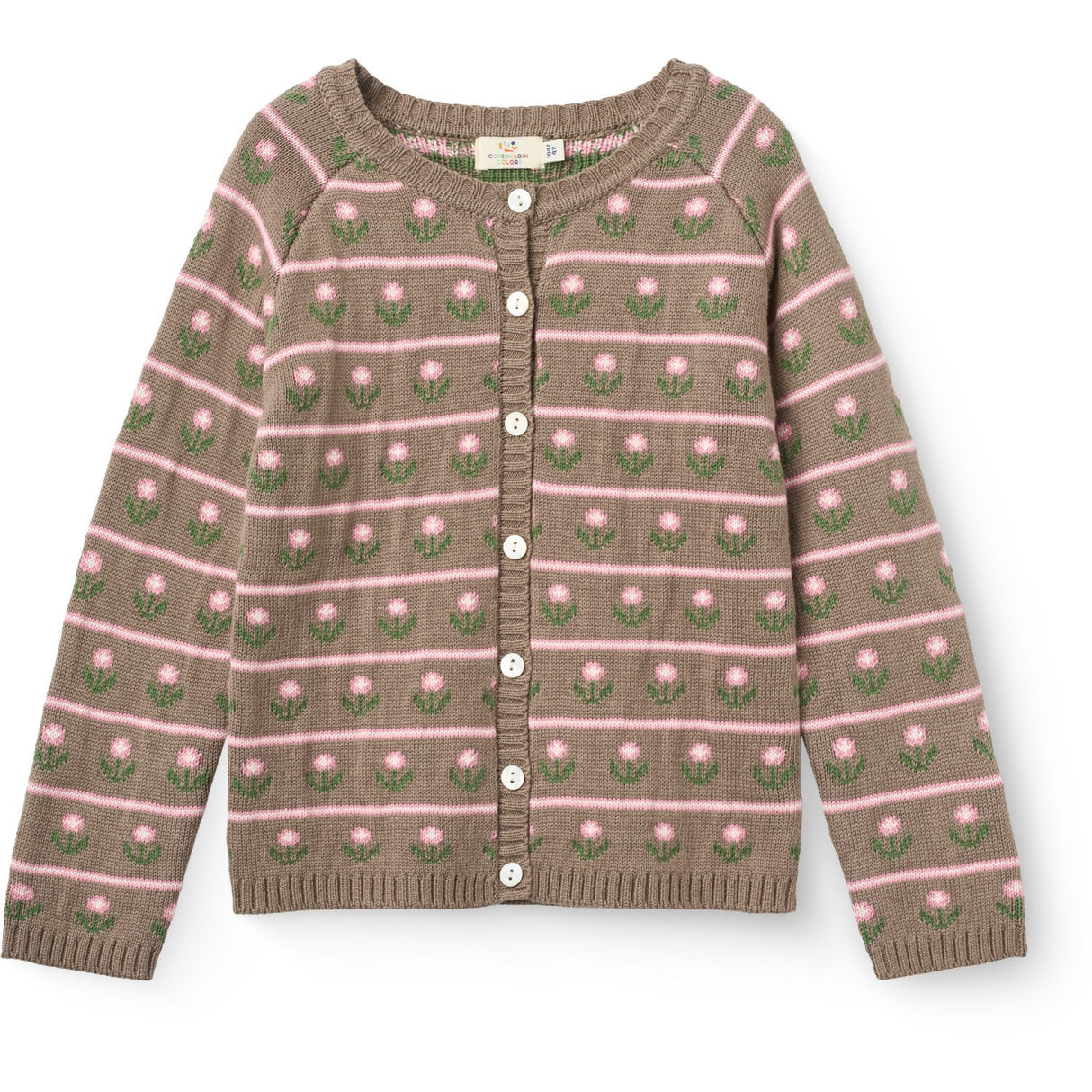 COPENHAGEN COLORS Walnut Flower Strikket Flower Pattern Cardigan