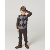 COPENHAGEN COLORS Grey Mel./Dk. Brown/Navy Comb. Argyle Strikket Vest