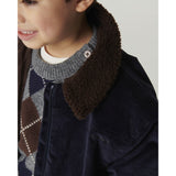 COPENHAGEN COLORS Grey Mel./Dk. Brown/Navy Comb. Argyle Strikket Pullover