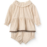 COPENHAGEN COLORS Sand Flower Print Twill Aop Baby Sett Bluse & Bloomers
