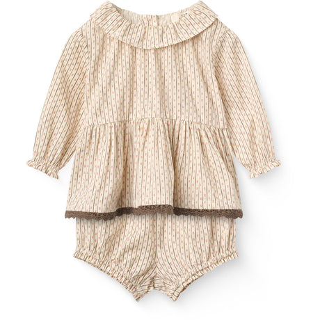 COPENHAGEN COLORS Sand Flower Print Twill Aop Baby Sett Bluse & Bloomers