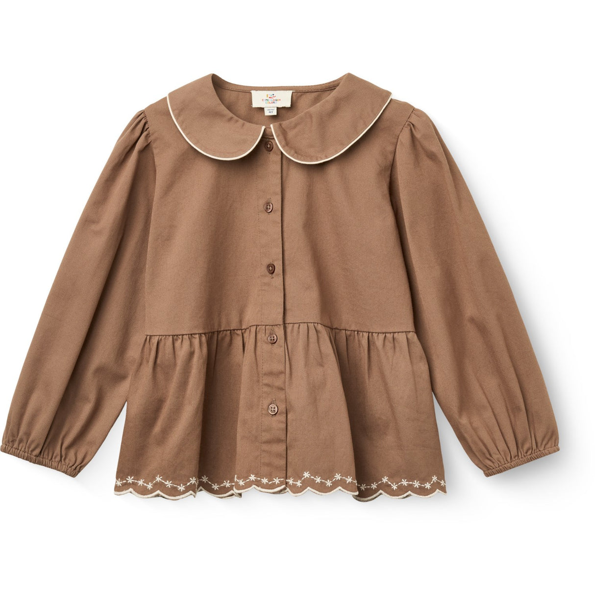 COPENHAGEN COLORS Walnut Twill Bluse M/ Embroidery