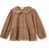 COPENHAGEN COLORS Walnut Twill Bluse M/ Embroidery