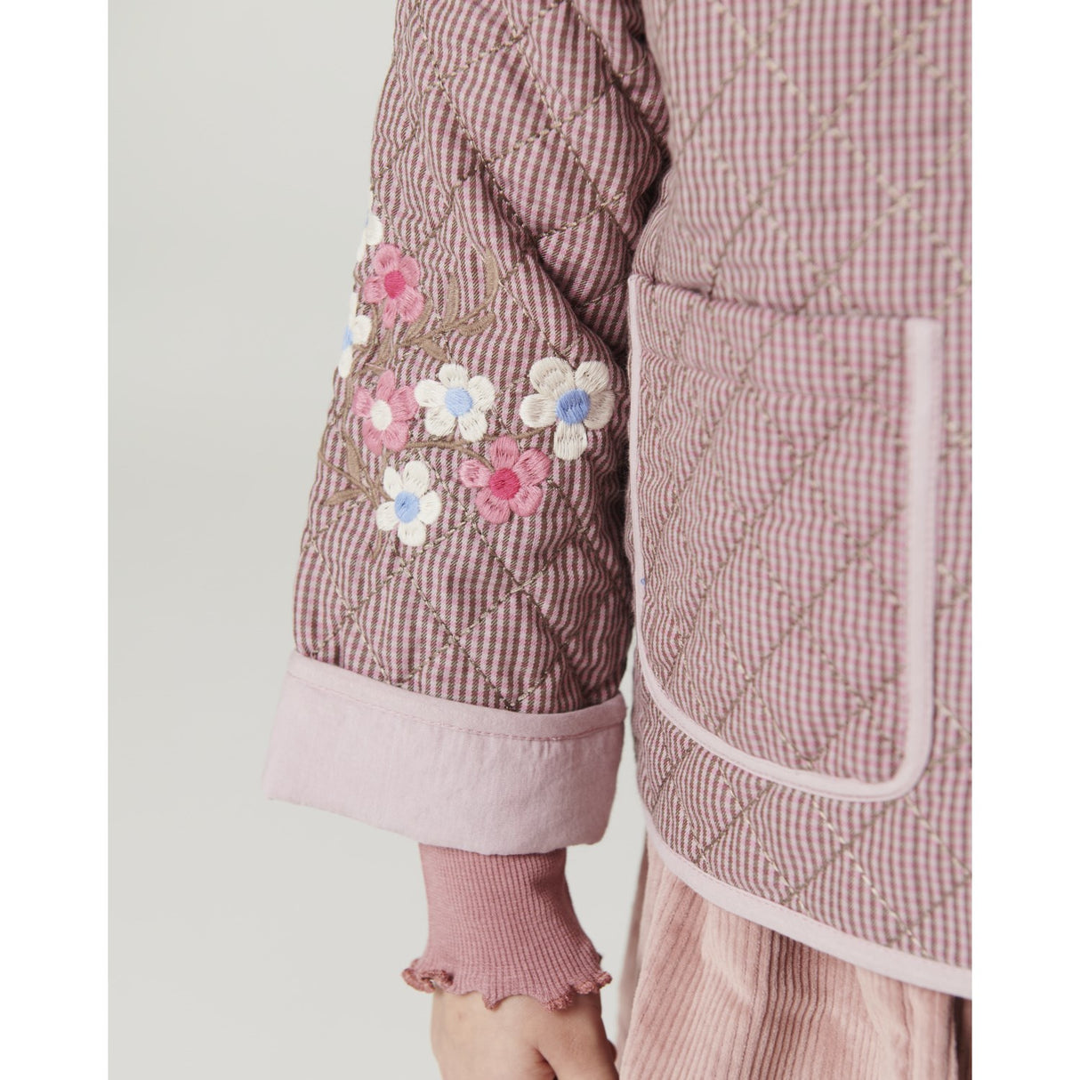 COPENHAGEN COLORS Winter Rose Check Comb. Checkered Vattert Jakke M/ Embroidery