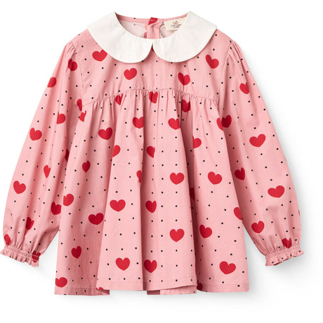 COPENHAGEN COLORS Heart Aop Bluse M/ Halsbånd M/ Heart Aop