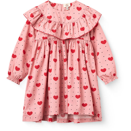 COPENHAGEN COLORS Heart Aop Frill Kjole M/ Heart Aop