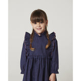 COPENHAGEN COLORS Navy Flower Aop Printed Frill Kjole