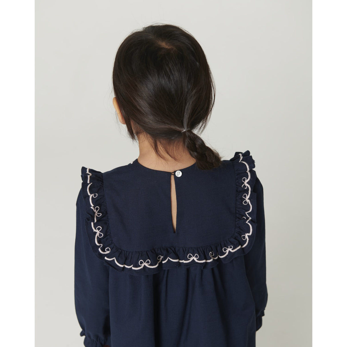 COPENHAGEN COLORS Navy Comb. Kjole M/ Frill & Embroidery