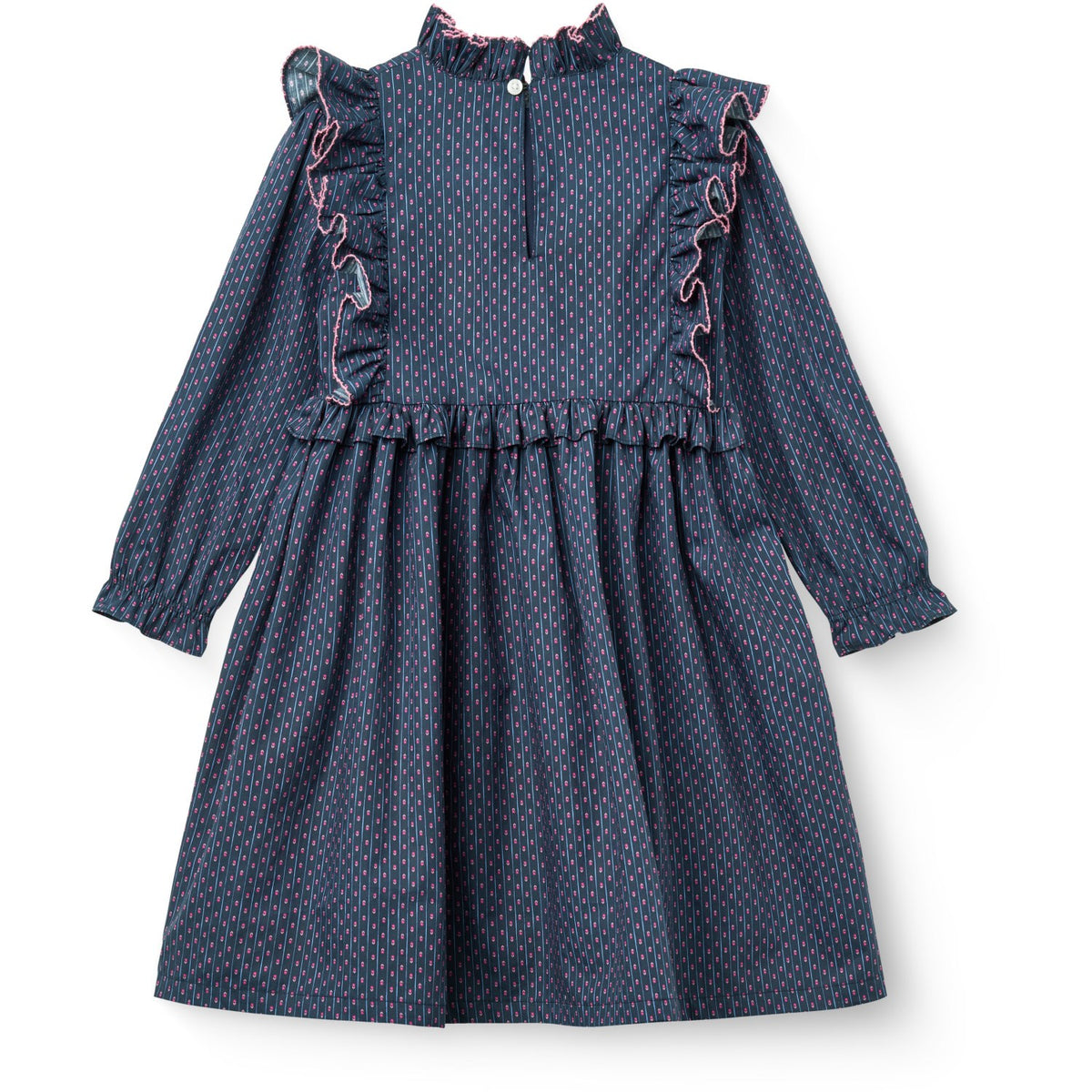 COPENHAGEN COLORS Navy Flower Aop Printed Frill Kjole
