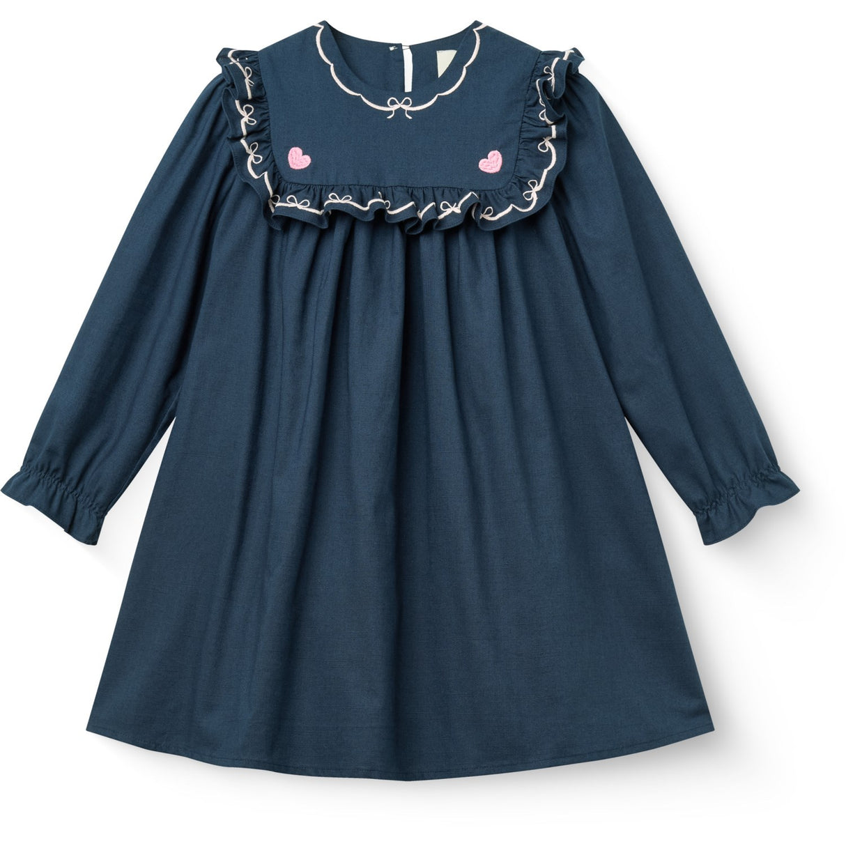 COPENHAGEN COLORS Navy Comb. Kjole M/ Frill & Embroidery