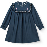 COPENHAGEN COLORS Navy Comb. Kjole M/ Frill & Embroidery